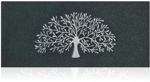 AOAOPQ Grande zerbino per interni 45 x 120 cm, con albero della vita, lavabile, cattura sporco, antiscivolo, assorbente, per ingresso, patio, interni ed esterni, nero