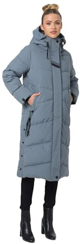 Navahoo Damen Winterjacke Stepp Winter Jacke lang gesteppt warm Kapuze B961 [B961-Kuschelm-Sto-Blue-Gr.L]