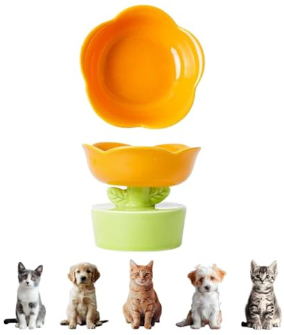 Gamelles Surélevées pour Chat, en Céramique en Forme De Fleur Mignonne, Plat De Nourriture Surélevé pour Chats D'intérieur, Grande Capacité, Protection de la Colonne Vertébrale du Cou(#4)