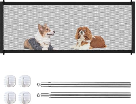 GUOYOU Cancelletto per Cani, Barriera per Cani, Cancellino Cane, Magic Gate, 180x72 cm, Cancello per Scale Animali Domestici, Barriera Sicurezza Cani e Gatto, per Scale, Corridoi