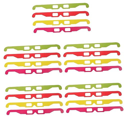 Housoutil 20 Piezas gafas de 3d gafas para niños monturas de gafas de cartón anteojos gafas cuadradas gafas 3d para niños lentes 3d para peliculas luces cartulina pet
