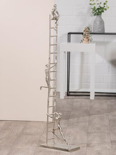 GILDE Deko große Figur Skulptur XXL - Silberne Dekofigur Skulptur aus Aluminium Farbe: Silber - Dekoration Wohnzimmer Geschenk Geburtstag Höhe 114 cm