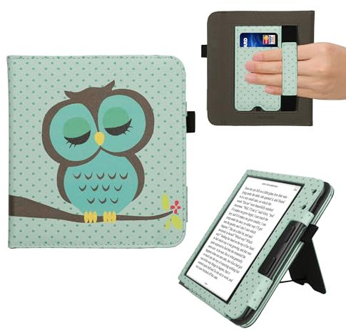 kwmobile Étui pour liseuse électronique Compatible avec Kobo Libra Colour - Étui Housse Protection Turquoise-Marron-Menthe glaciale