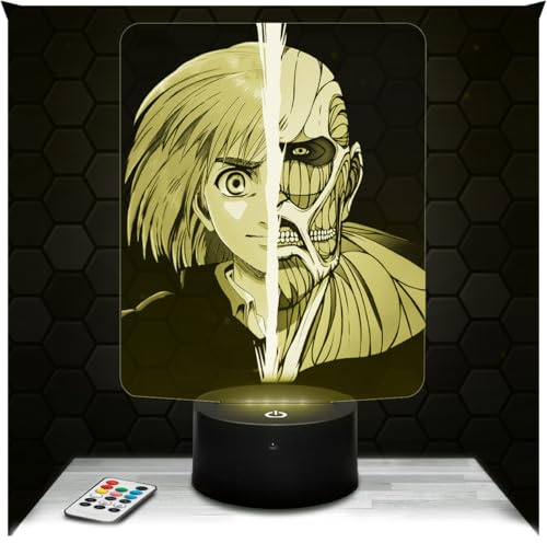Lampephoto.fr - Lampe Armin in Titan verwandelt SnK Nachtlicht Shonen-Manga | Made in France, Sockel wählbar, dimmbar, Batterie-/USB-Betrieb, HD-Lasergravur, Geschenk für Anime-Fans, Kinder