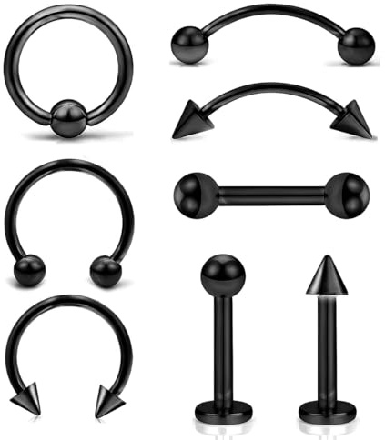 Pendientes de Oreja, 8 Piezas Acero Quirúrgico para Mujer y Niña - Estrellas, Corazones, CZ - Piercing de Helix, Tragus, Nariz y Cartílago