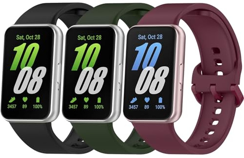 Vancle 3 Stück Armband für Samsung Galaxy Fit 3 Armbänder für Damen Herren, Silikon Uhrenarmband, Wasserdichtes Sport Ersatzarmband für Samsung SM-R390 Galaxy Fit 3