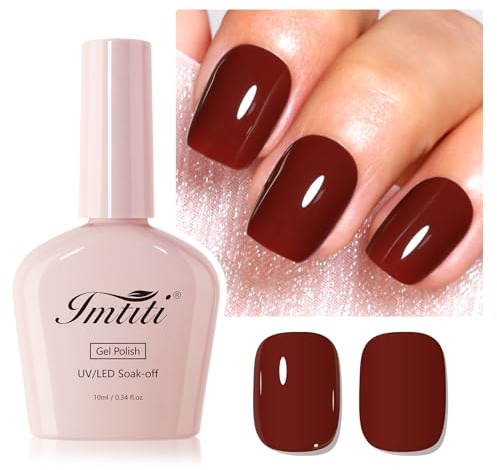 Imtiti Brauner Gel-Nagellack, Rotbrauner Gel-Lack Soak Off UV LED Nagellack, Langlebig, Nagelkunst Maniküre Salon DIY zu Hause für Herbst und Winter (10 ML)