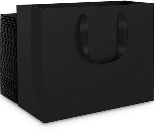 EUSOAR Papiertüten mit Henkel, 50PCS Geschenktasche Schwarz 27x21x8cm | 250GSM Paper Gift Bags, für Geburtstag Hochzeit Weihnachten Vatertag