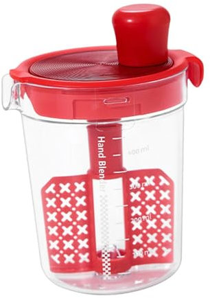 DimyFew Mezclador de para ensaladas, taza mezcladora de ensaladas con asa y, dispensador manual de especias para restaurante, y aceite, Rojo