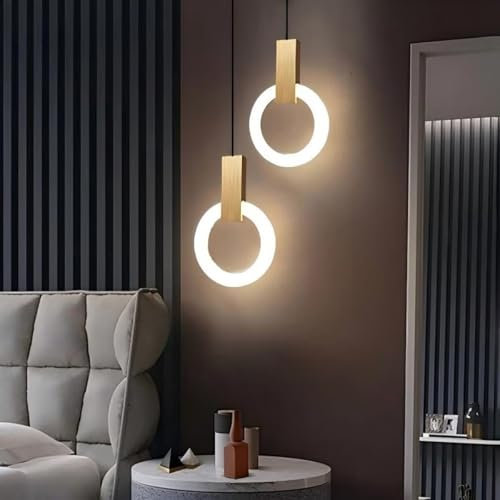 AstrizLamp Moderne Pendelleuchte Nachttisch, LED Ring Gold Hängelampe Schlafzimmer 4500K Einfache Deckenlampe Kreis Decke Leuchte Metall, für Esszimmer Wohnzimmer Kücheninsel Foyer 2 Flammig