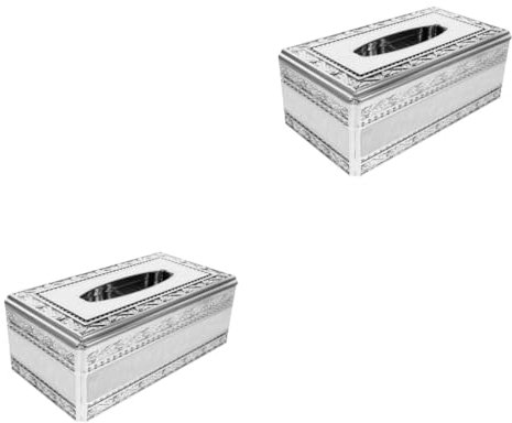 MAGICLULU 2er-Box Pappschachtel Kunst Rechteckige Papierschachteln Würfel Dekorativ Wischt Tisch Zubehör Auto Abdeckung Tissue-Boxen Taschentuchspender Für Badezimmer Rattan Fall Weiß Acryl