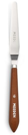 MEEDEN Artist Oil Painting Knife: 9.92 Flexible Stainless Steel Art Pallet Scraper Knife with Wooden Handle for Color Mixing, Spreading, Scratching, #19 | Art Pallet Scraper Knife with Wooden Handle for Color Mixing, Spreading, Scratching