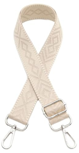 Blausky Verstellbarer Taschengurt 75-130cm,Ersatz Schultergurt,3.8cm Breit Taschengurte,Taschenriemen Schulterriemen DIY Taschenband Zubehör für Handtaschen Umhängetaschen,Beige+Silber