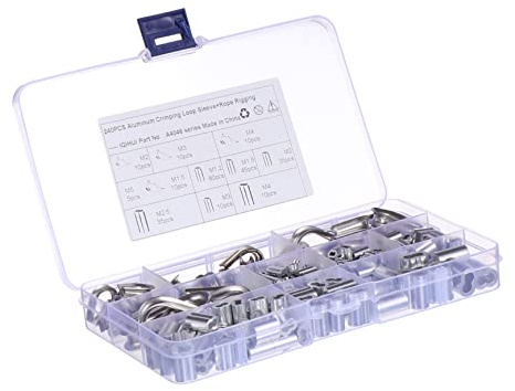 Cabilock 240piezas Manguito De Cable De Acero Inoxidable Anillos De Acero Inoxidable Para Engarce Conectores Ovalados Para Anillos De Corazón Manguitos De Engarce Usos Jardinería y