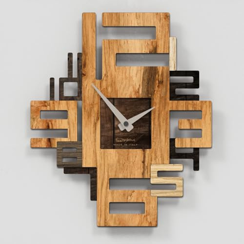 Giallobus - Premium-Uhr - Axia - MDF-Holz - Premium 38x45 - - 12 - Lignum - Italienisches Handwerk – geräuschlos – Geschenkidee – modern