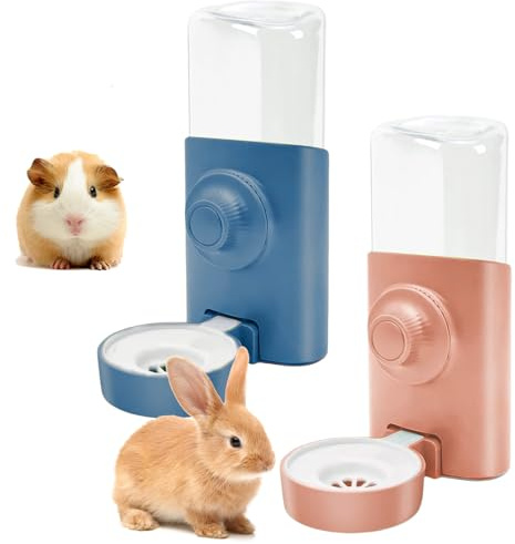 2 Stück Automatischer Trinkflasche Kaninchen, 600ml Hängend Haustier Wasserspender, Kaninchen Automatischer Wasserspender, für Meerschweinchen Hasen Chinchilla Frettchen Hamster