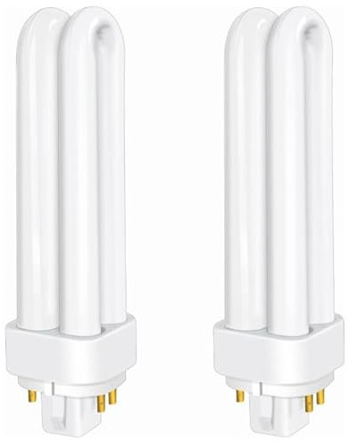 2 Pack 18W PLC G24q-2 Compact Fluorescent Lamp 220V 4 Pin 1200LM Natural White 4000K PLC Light Bulb 2U Double Tube Energy Saving Lamps, Non-dimmable for Office Bathroom Porch Corridor Living Room