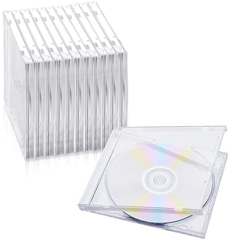 QoTang 12 Boite Rangement pour CD DVD,Pochettes CD en Plastique Transparent,Housse Individuelle pour 1 Disque,14,2 x 12,4 x 1 cm