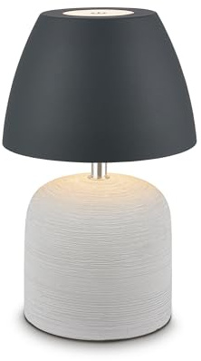 BRILONER - LED Tischlampe kabellos IP44 mit Touch, dimmbar, Keramikfuß, Nachttischlampe, Leselampe, LED Lampe, Dekolampe, Tischleuchte, Akkulampe, Outdoor Lampe, 13,5x22 cm, Grau-Anthrazit