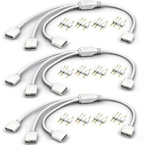 RUNCCI-YUN 3 Stück 3 polig ARGB Verlängerungskabel,1 auf 3 5V Shunt Kabel mit 3P Stecker Buchse zu Buchse ARGB Fan Splitter für Computergehäuse, CPU-Kühler und 5V-Lüfter(30cm,Weiß)