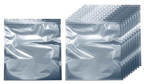 HARFINGTON 50pcs Antistatic Bags 7.9 x 9.8 Double-Layer Anti Static Resealable ESD Shielding Bag for GPU Hard Drive HDD SSD LED Lights Electronic Device, Semi-Transparent Dark Grey