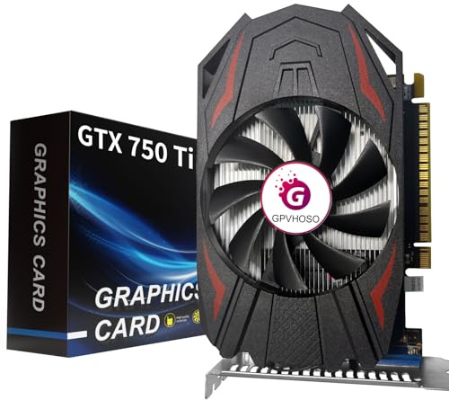 GPVHOSO GTX 750Ti 4GB Scheda Grafica GDDR5, | Scheda video da gioco a 128 bit, interfaccia PCI Express 3.0x16, HDMI, DVI-D, VGA, doppia ventola, GPU a bassa potenza per il