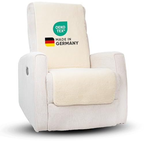 Novaliv Sesselschoner für Relaxsessel Natur - Universeller Sesselschoner ohne Armlehne - Schonender Sessel Bezug aus Schurwolle - Sesselbezug Relaxsessel Sesselauflage Sesselüberwurf ohne Armlehne