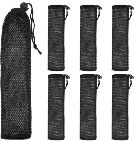 sourcing map 6 Pcs Pouch Bag Straw Carrying Cases, Portable Cutlery Sleeve Chopstick Case Utensil Bag for Home Travel Outdoor Storage Fork Spoon Chopsticks, L & Black