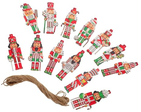 iplusmile 24pezzi Ornamenti di Natale in Legno Figure di Schiaccianoci Appese Decorazioni per Albero di Natale Artigianato Festivo