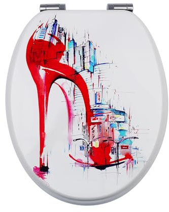 Fanmitrk WC Sitz mit Absenkautomatik, MDF Holzkern Toilettendeckel, Hochwertiger Klodeckel Stabil und Wackelt Nicht, Einfache Montage Toilettensitz, Klobrille mit Motiv