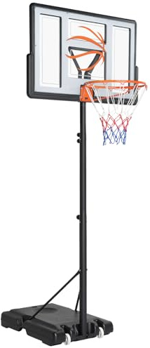 LEADZM Basketballkorb Outdoor mit Ständer & Rollen, 2 Netze, Basketball für Erwachsene & Kinder, Basketballständer Höhenverstellbarer für Garten und Hof, 135-305 cm Höhe