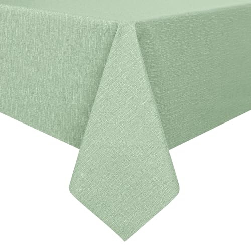 Romanstile Verde Tovaglia in tela cerata, 140 x 180 cm, per esterni, resistente alle intemperie, effetto lino, in PVC, impermeabile, adatta per compleanni, feste, primavera, estate, Pasqua, picnic
