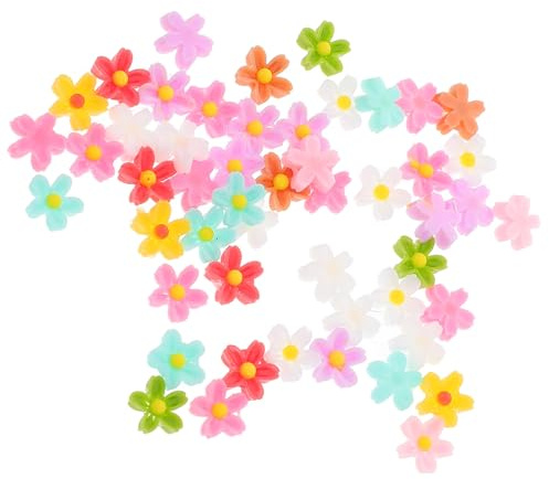 Cabilock 50 Mini Dijes de Resina en Forma de Flor de Cinco Pétalos Adornos para Uñas y Manualidades Multicolor 50 Unidades para Decoración de Uñas y Bisutería DIY