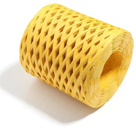 Hilo de ganchillo para tejer, 200 m/rollo, 4 mm, hilo de paja de rafia natural para tejer, hilo de papel de ganchillo, bricolaje, embalaje de regalo, bolsa de playa, accesorio de decoración (amarillo)