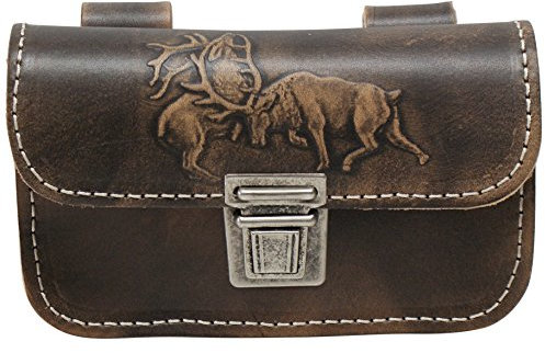 Gürteltasche Trachtentasche Ledertasche Trachten-Gürtel-Tasche Jagd Jäger Hirsch echt Leder braun Handarbeit Herren Damen Handytasche Waistbag Bauchtasche für Lederhose Unikat