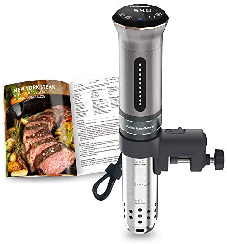 KitchenBoss Cuiseur Sous Vide,1100W, IPX7 Imperméable à l'eau,Calculateur d'Immersion de Cuisinière,Thermostat Réglable pour un Contrôle Précis de la Température