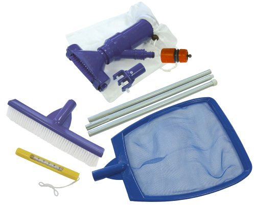 Interline Juego de limpieza de piscina con Red, Suelo Aspiradora, piscina Cepillo, telescópico, vacío limpiador cabeza con adaptador para un jardín manguera, termómetro, 2600