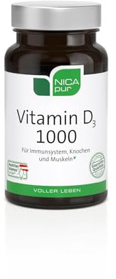NICApur Vitamin D3 1000 I die Basisversorgung an Vitamin D3 für jeden Tag I Reinsubstanz ohne Zusatzstoffe I 120 Kapseln 10343