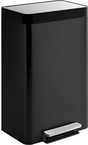 Kohler 20940-BST 13-Gallon Stainless Steel Step Trash Can, Black Stainless Steel, Hands-Free Pedal, Quiet-Close Lid, Fingerprint-Resistant, Durable, K-20940-BST