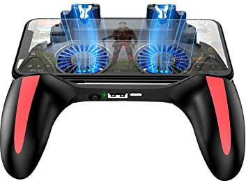 Diyeeni Controller di gioco mobile, controller portatile portatile PUBG con Power Bank e ventola di raffreddamento, controller mobile per Android e iOS da 4,7 a 6,5 pollici