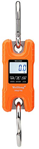 Fesjoy Escala Digital Báscula Digital para grúas de Trabajo Pesado Weiheng, 500 kg / 1102 lbs. Escala Multifuncional para Equipaje, con retroiluminación, Unidad LED, Kg/LB para la Pesca en el merca