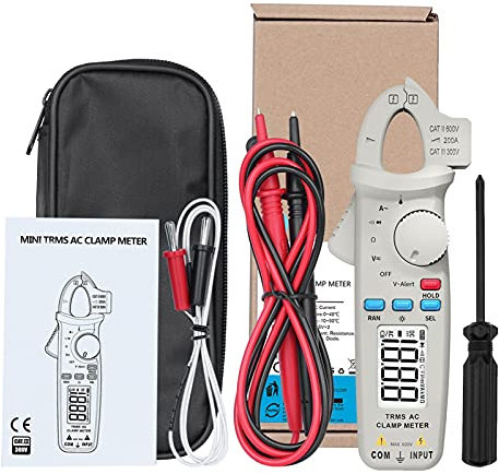 Bluetooth earphone Digital Multimeter Clamp Meter 6000 Counts 1mA AC/DC Current Meter Hz Temperature Capacity Live Check Multimeter True RMS Auto Rang for Electronics Car (Color : Black)