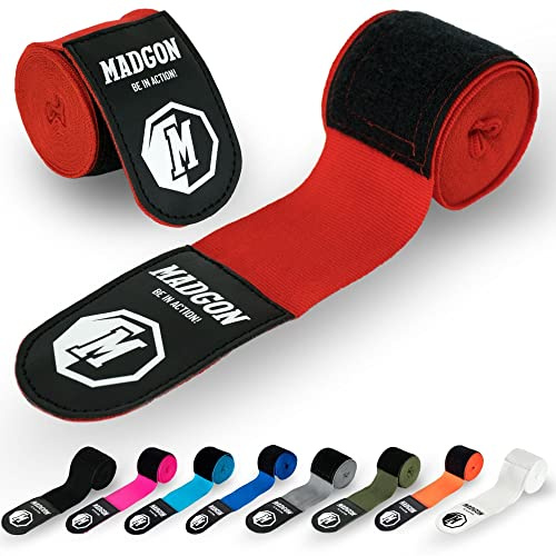 MADGON Boxbandagen mit Daumenschlaufe & starkem Klett | Box Bandage in 3 m / 3,8 m / 4,5 m – ideal für Boxen, MMA, Kickboxen, Training & Sparring | 2er Set