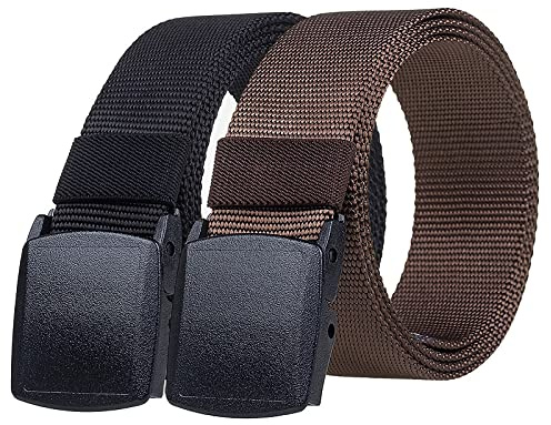 TENINE 2 Stück Taktischer Gürtel, Unisex Gürtel für Damen & Herren 3.8cm Breite Nylon Canvas Stoffgürtel Militär Web Arbeitsgürtel Verstellbarer 135cm mit Schnellverschluss YKK Schnalle