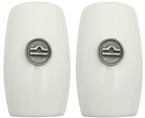 Libra Zodiac China Salt and Pepper Shakers Cruet Set Modern White CSP 220