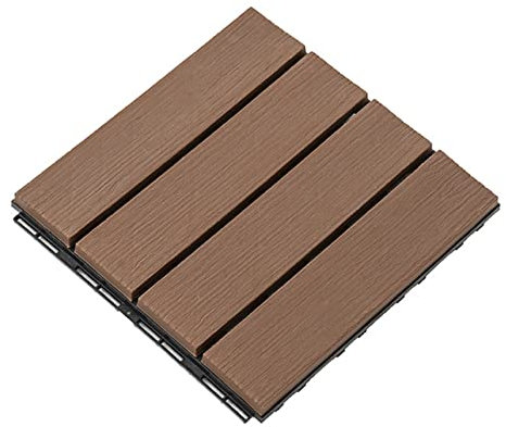 Ineinandergreifende Terrassenfliesen 30x30cm Kunststoff-Bodenbelag für den Außenbereich, wasserdicht Terrassenpflaster für Pool, Dusche, Badezimmer, Terrasse, Balkon, Garage,Kaffee,24 pcs