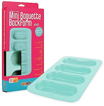 Dekoback GmbH DECOCINO Mini Baguette Form 35 * 22cm - Mint Edition - hochwertige Backform mit Antihaftbeschichtung, zum Backen von 4 Mini Baguettes - spülmaschinengeeignet