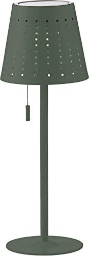 Northpoint LED Outdoor Tischleuchte wiederaufladbar 2200mAh Akku Metall Solar Panel Wasserfest dimmbar 3 Stufen (Grau Grün)