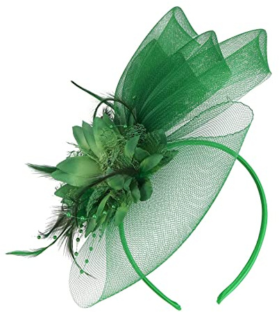 MILAX Fascinator Hochzeit Damen Elegant Fascinator Haarreif Für Hochzeit Cocktail Hochzeit Braut Kopfschmuck Kopfschmuck Feather Veil Mesh Headband 1920s Veil Fascinator Hat for Women