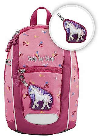 Step by Step Rucksack-Set KIGA MINI „Little Unicorn Nuala“, rosa, ergonomischer Rucksack, höhenverstellbaren Brustgurt, für Kindergarten, Kinderkrippe & Kita, ab 12 M+, Kleinkinder, 6l